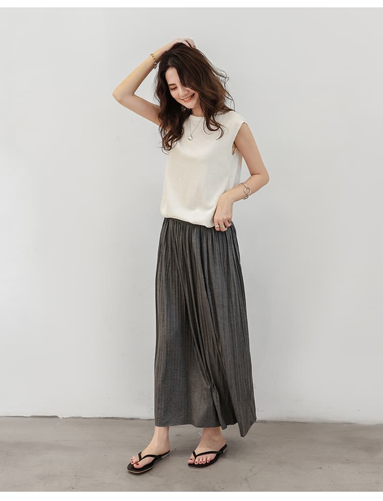 ブルベ夏/ブルベ冬服 優雅な揺れ感 ロングプリーツスカート