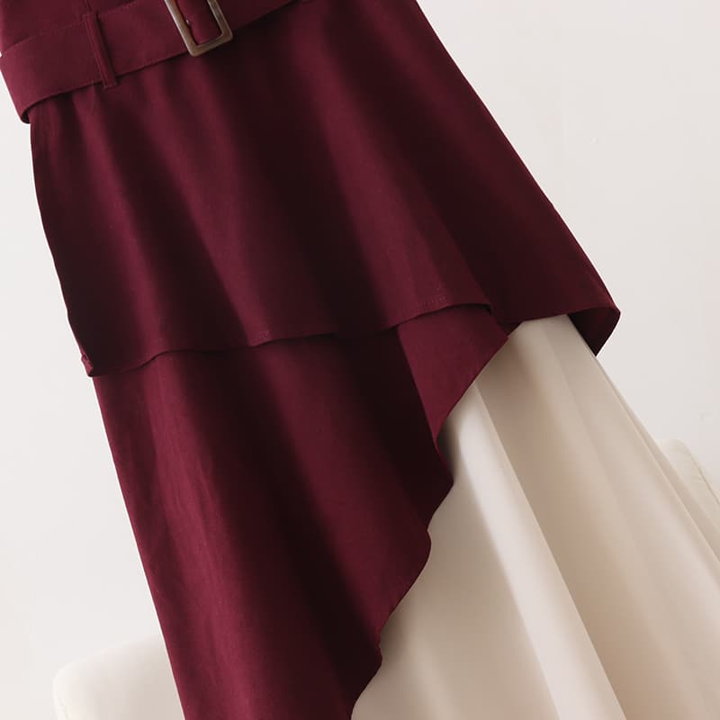 ブルベ冬服 アシンメトリー重ね切替ワンピース