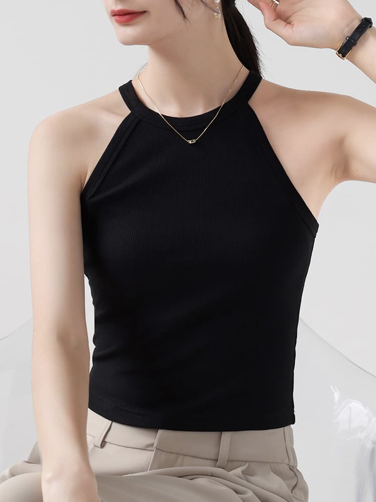 ブルベ夏/ブルベ冬服 すっきりホルターネックリブトップス