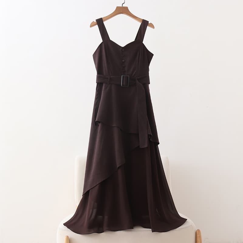 ブルベ冬服 アシンメトリー重ね切替ワンピース