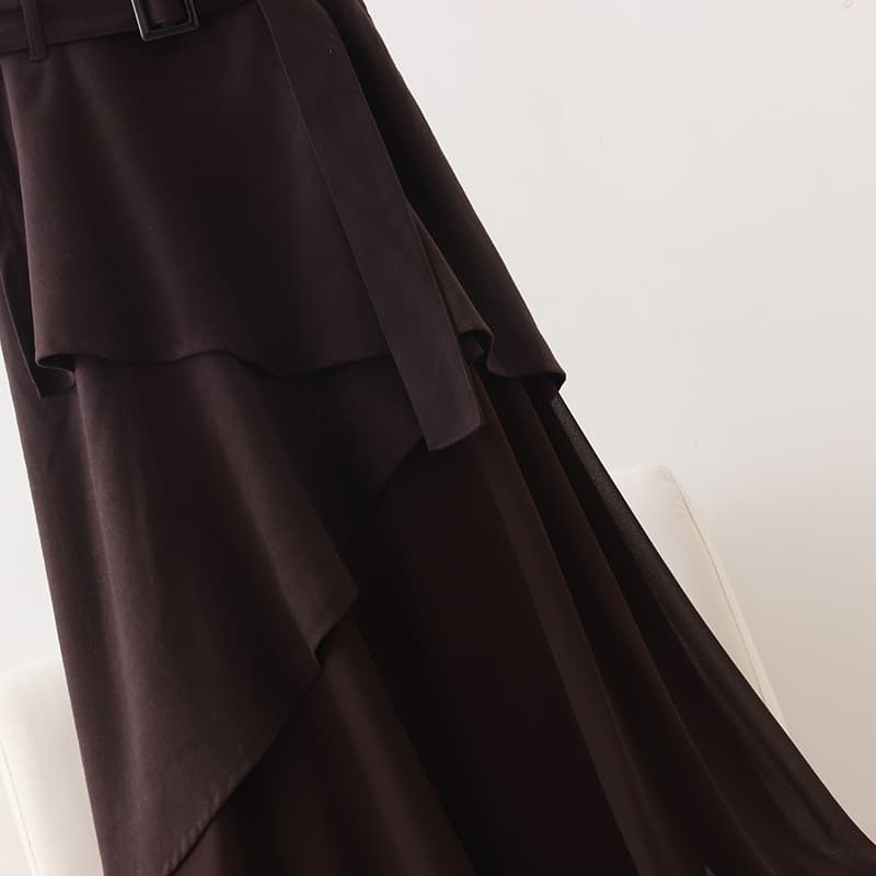 ブルベ冬服 アシンメトリー重ね切替ワンピース