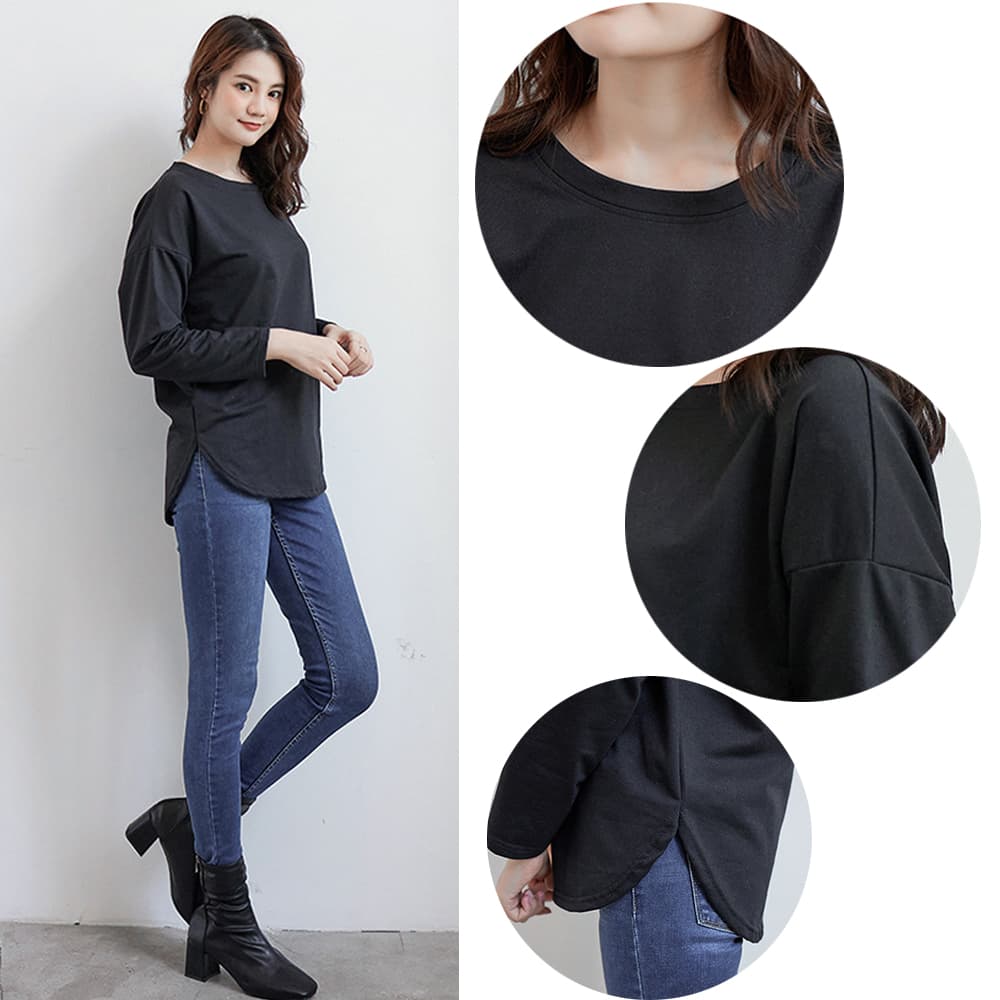 ブルベ夏/ブルベ冬服 サイドスリット入り体型カバーティーシャツ 重ね着対応