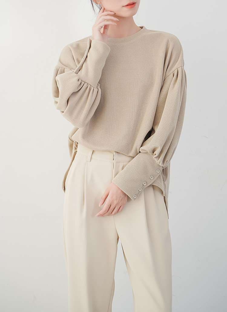 ブルベ夏/ブルベ冬服 ボリューム袖ボタン付きプルオーバー