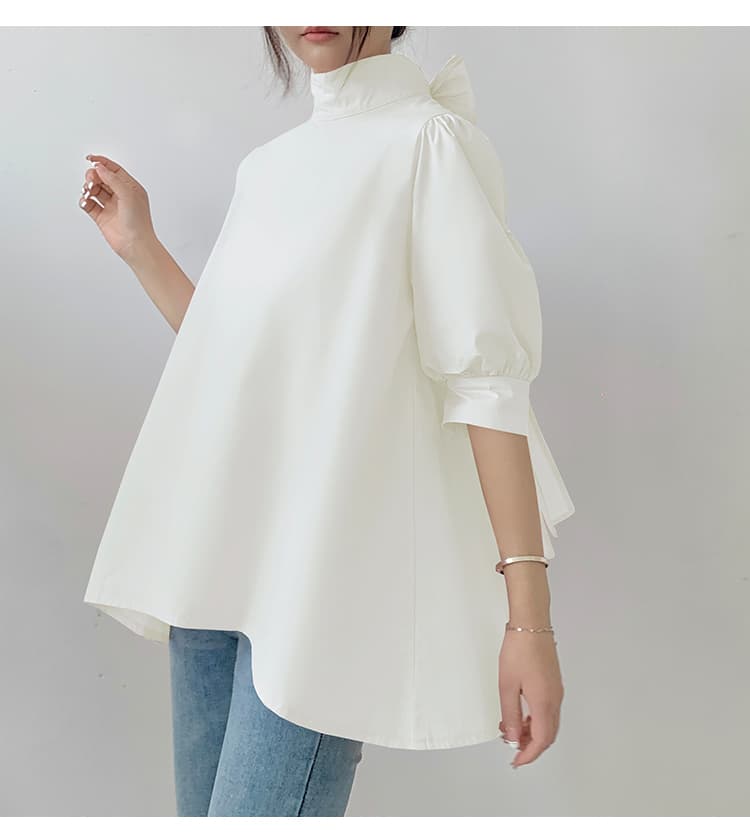 ブルベ夏/ブルベ冬服 優美リボン ハイネックブラウス