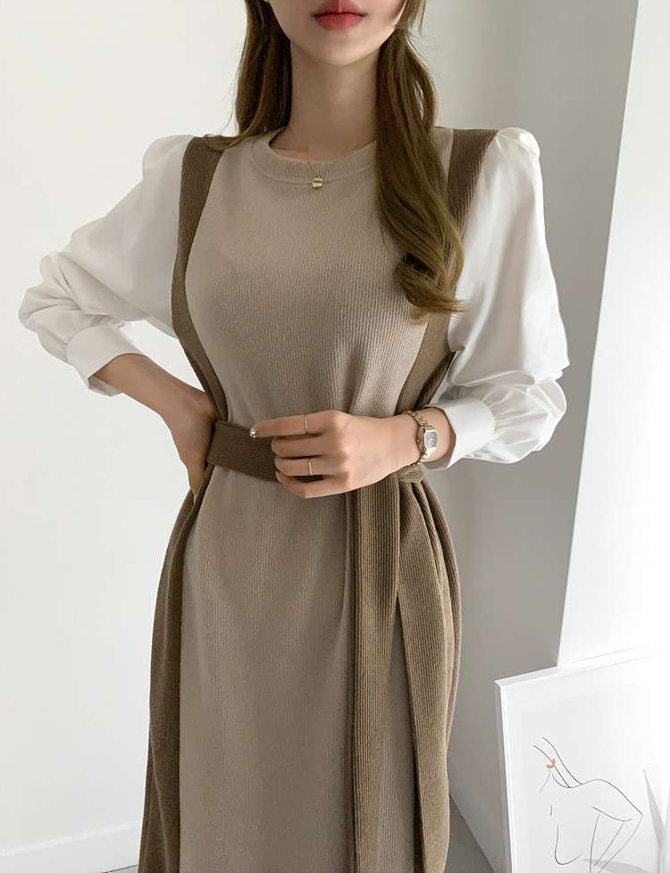 ブルベ夏/ブルベ冬服 フリル袖レイヤードワンピース