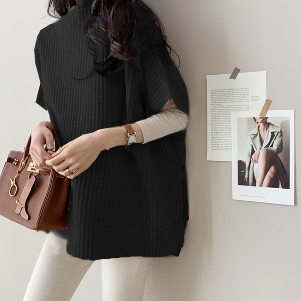 ブルベ夏/ブルベ冬服 リブ編みニットベスト レディース 重ね着ニット