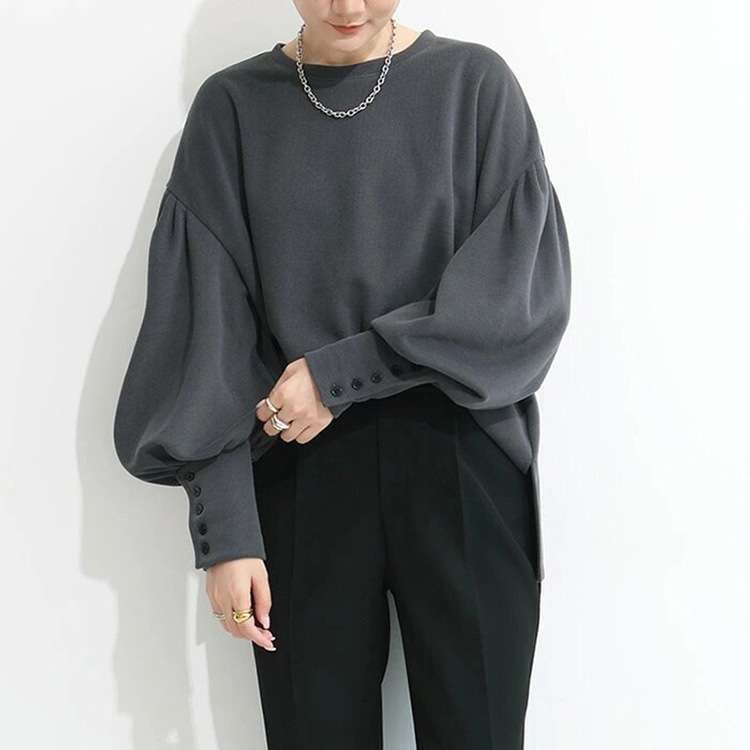 ブルベ夏/ブルベ冬服 ボリューム袖ボタン付きプルオーバー