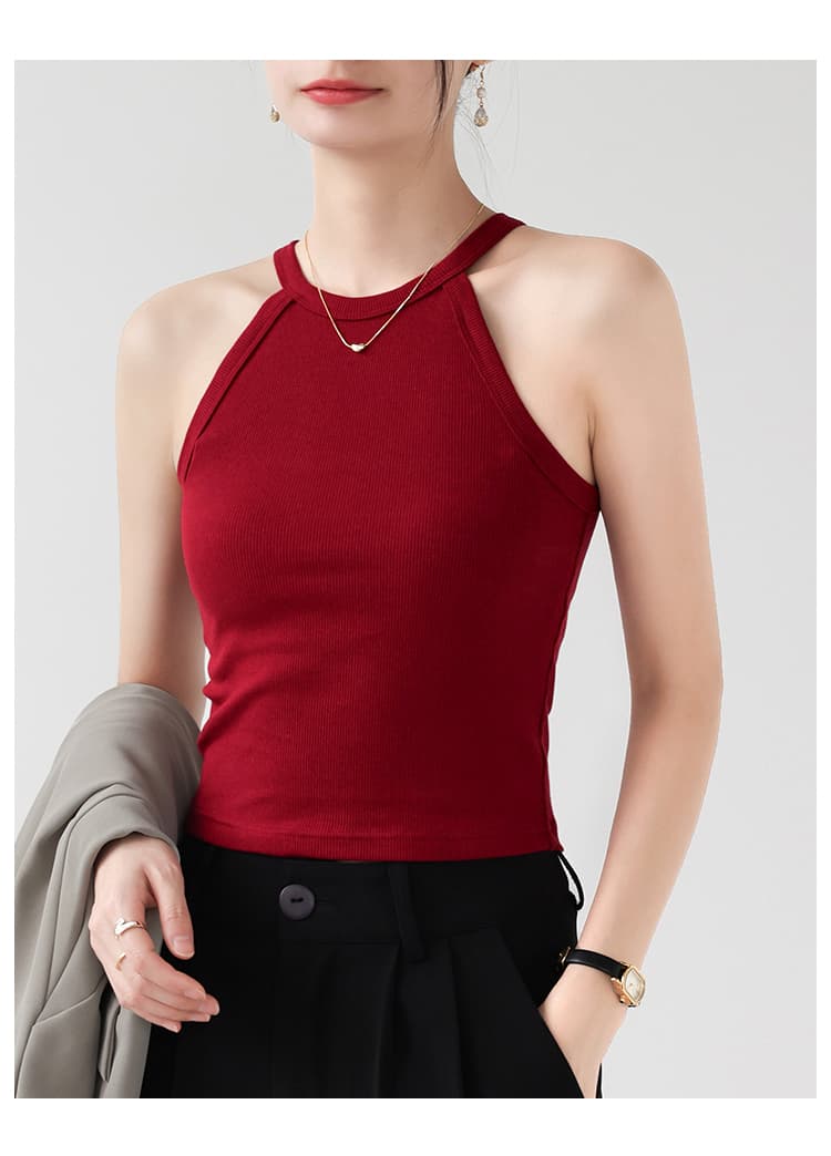 ブルベ夏/ブルベ冬服 すっきりホルターネックリブトップス