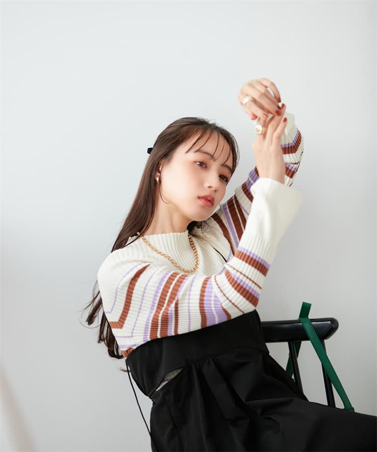 ブルベ夏/ブルベ冬服 リブ編みタートルネック