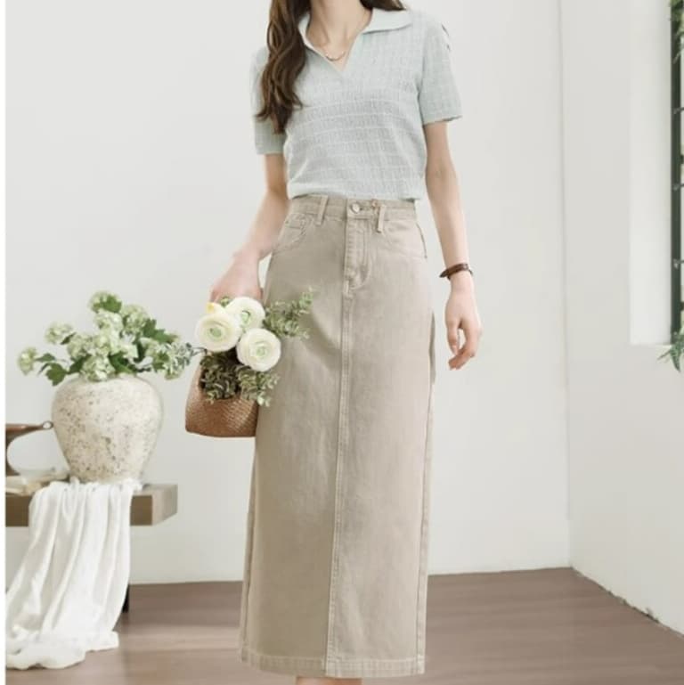 ブルベ夏/ブルベ冬服 デニムロングスカート