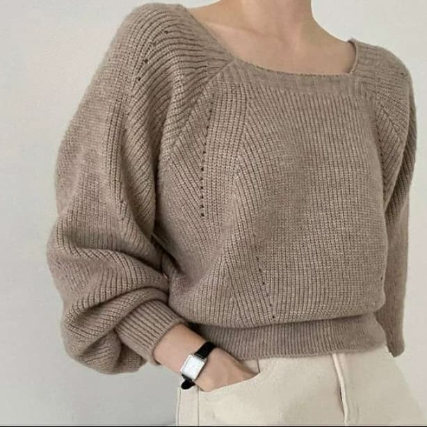 ブルベ夏/ブルベ冬服 ゆったりボートネックニット