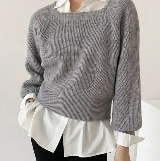 ブルベ夏/ブルベ冬服 ゆったりボートネックニット