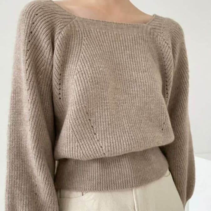 ブルベ夏/ブルベ冬服 ゆったりボートネックニット