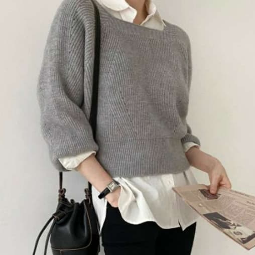 ブルベ夏/ブルベ冬服 ゆったりボートネックニット
