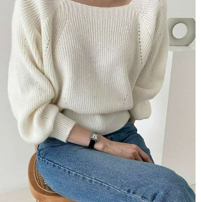 ブルベ夏/ブルベ冬服 ゆったりボートネックニット