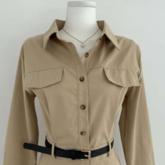 ブルベ夏/ブルベ冬服 エレガントシャツワンピース