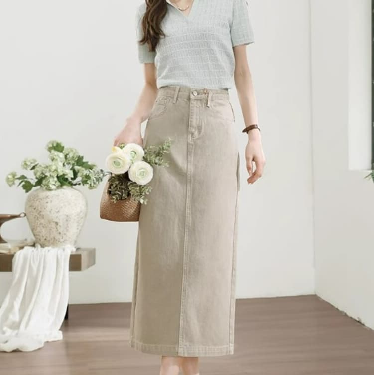 ブルベ夏/ブルベ冬服 デニムロングスカート