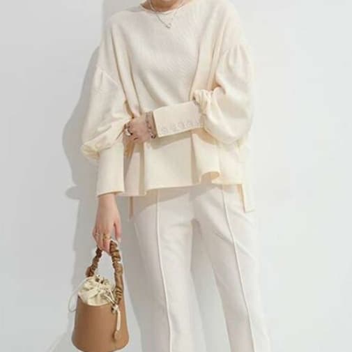 ブルベ夏/ブルベ冬服 ボリューム袖ボタン付きプルオーバー