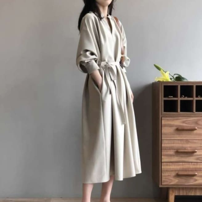 ブルベ夏/ブルベ冬服 上品ラップ風マキシワンピース