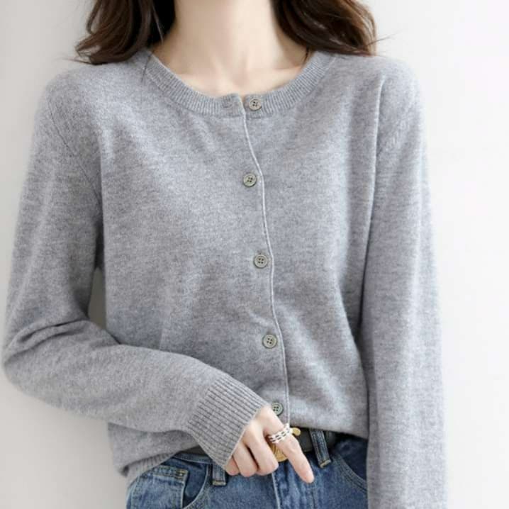 ブルベ夏/ブルベ冬服 シンプル リブ カーディガン