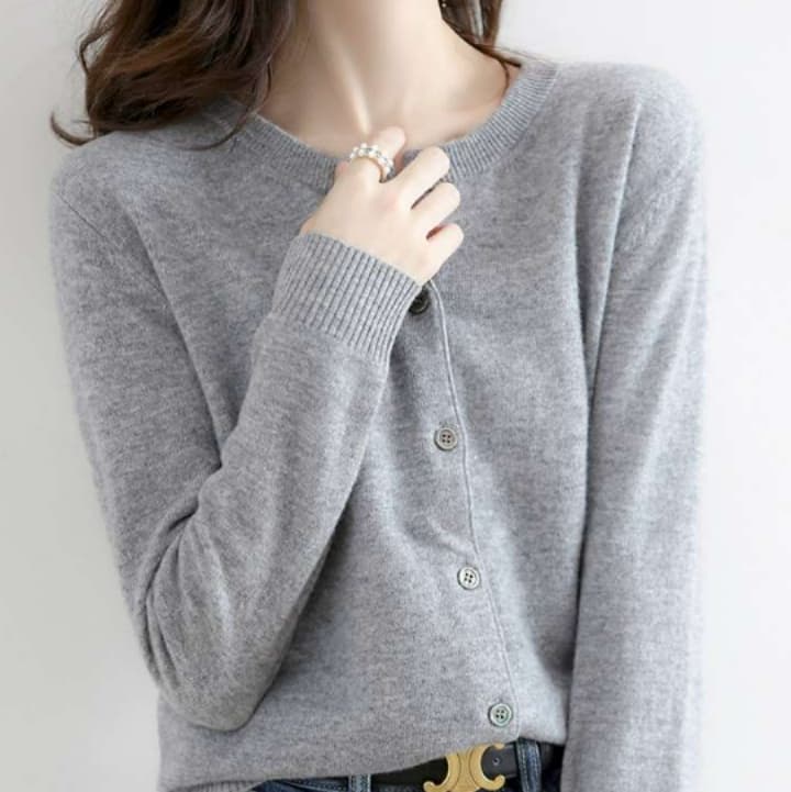 ブルベ夏/ブルベ冬服 シンプル リブ カーディガン