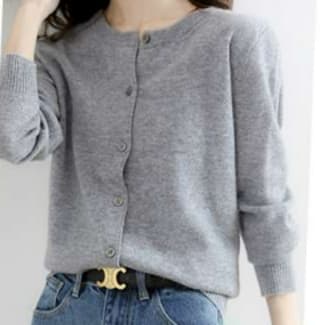 ブルベ夏/ブルベ冬服 シンプル リブ カーディガン
