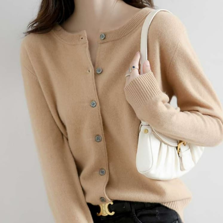 ブルベ夏/ブルベ冬服 シンプル リブ カーディガン
