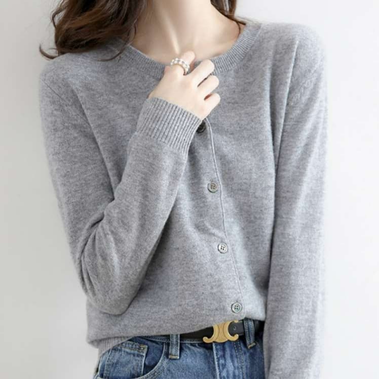ブルベ夏/ブルベ冬服 シンプル リブ カーディガン
