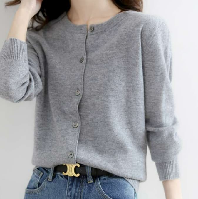 ブルベ夏/ブルベ冬服 シンプル リブ カーディガン