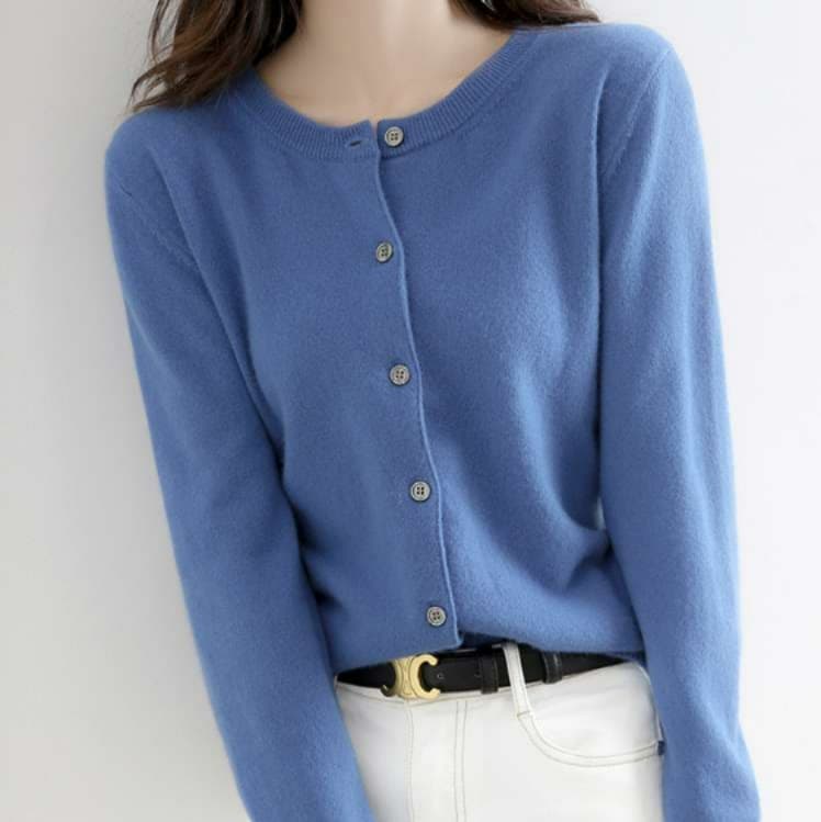 ブルベ夏/ブルベ冬服 シンプル リブ カーディガン