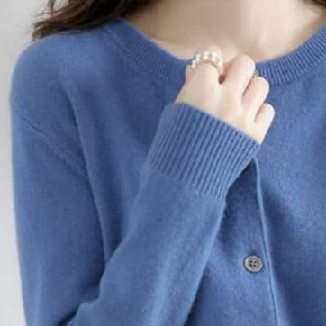 ブルベ夏/ブルベ冬服 シンプル リブ カーディガン