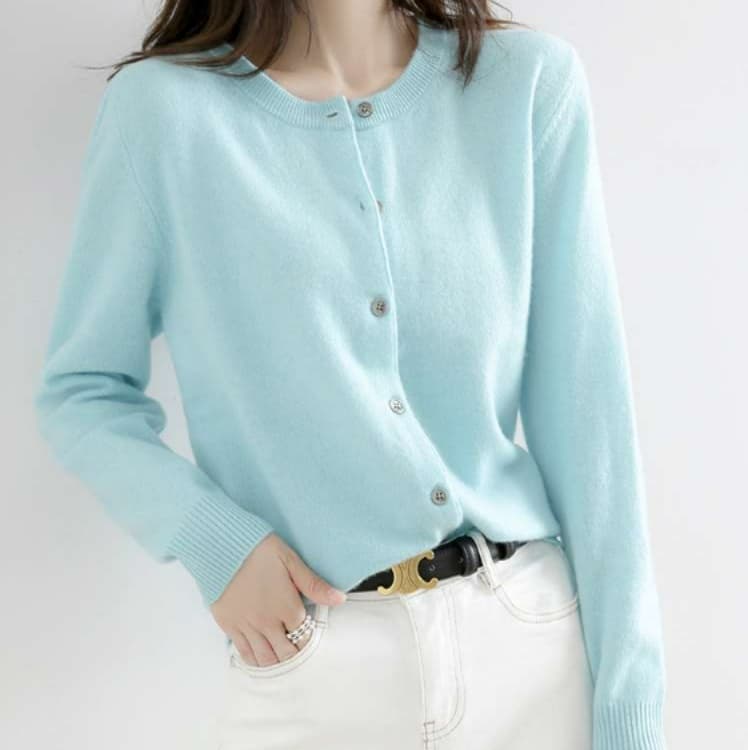 ブルベ夏/ブルベ冬服 シンプル リブ カーディガン