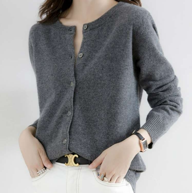 ブルベ夏/ブルベ冬服 シンプル リブ カーディガン