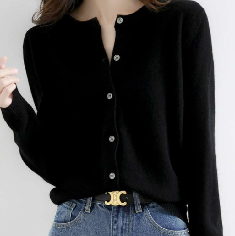 ブルベ夏/ブルベ冬服 シンプル リブ カーディガン