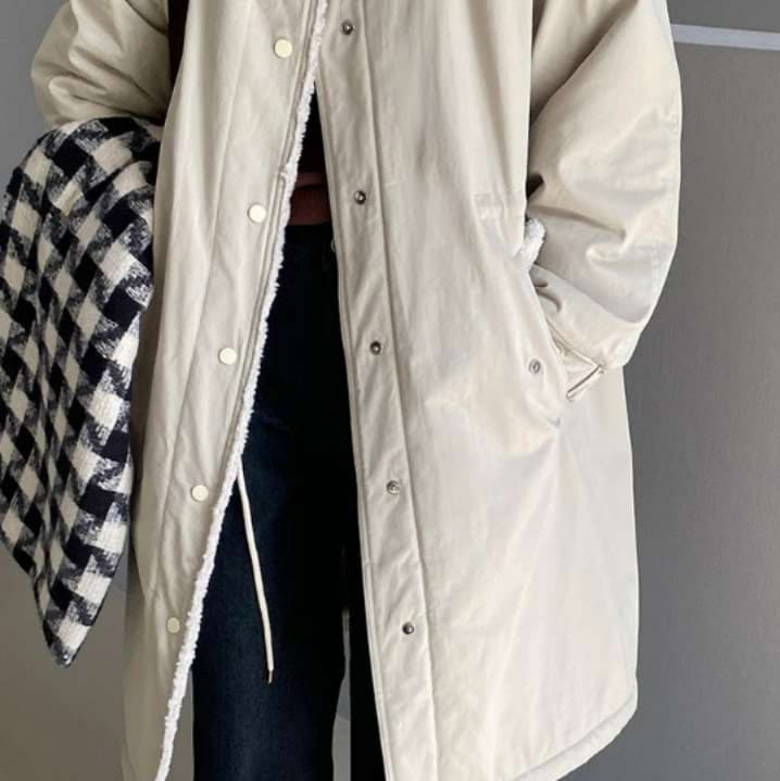 ブルベ夏/ブルベ冬服 ムートン調ボアライナー付きロングコート