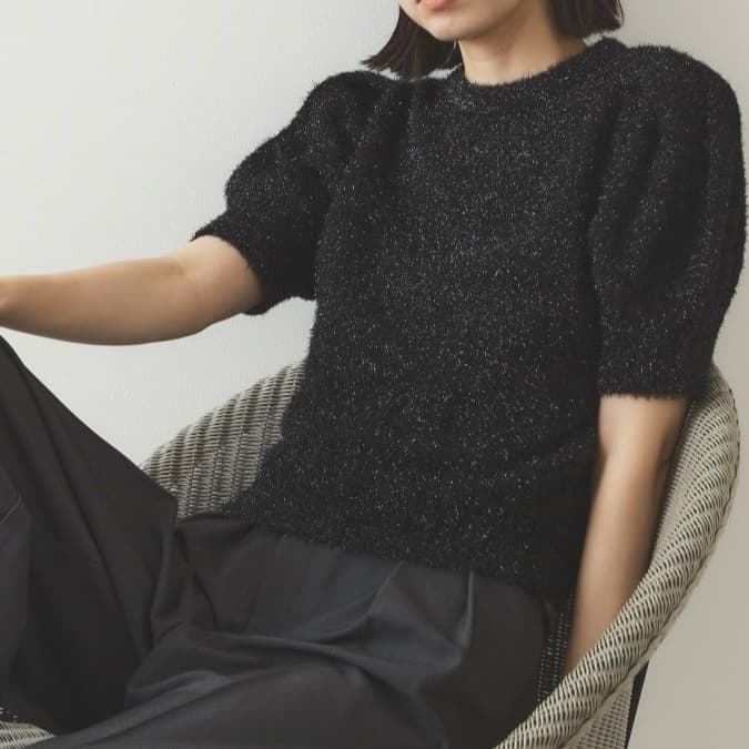 ブルベ夏/ブルベ冬服 ぽわん袖半袖ニット