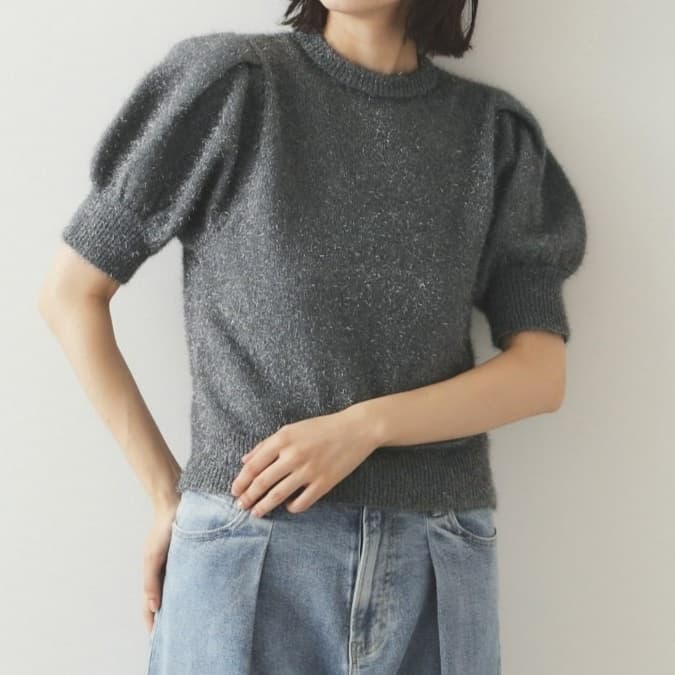 ブルベ夏/ブルベ冬服 ぽわん袖半袖ニット