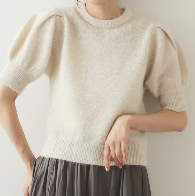 ブルベ夏/ブルベ冬服 ぽわん袖半袖ニット
