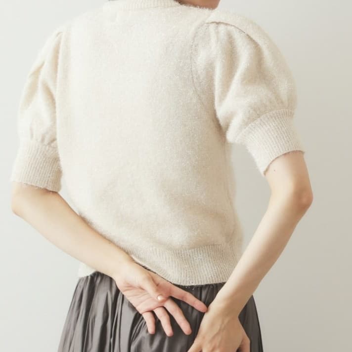 ブルベ夏/ブルベ冬服 ぽわん袖半袖ニット