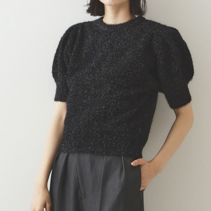 ブルベ夏/ブルベ冬服 ぽわん袖半袖ニット