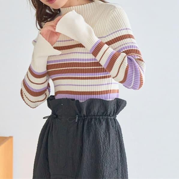 ブルベ夏/ブルベ冬服 リブ編みタートルネック