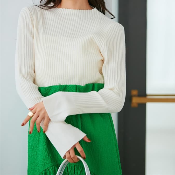 ブルベ夏/ブルベ冬服 リブ編みタートルネック