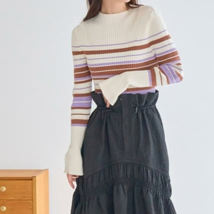 ブルベ夏/ブルベ冬服 リブ編みタートルネック