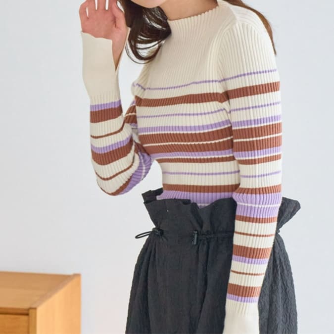 ブルベ夏/ブルベ冬服 リブ編みタートルネック