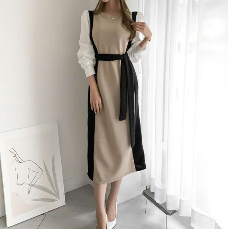 ブルベ夏/ブルベ冬服 フリル袖レイヤードワンピース