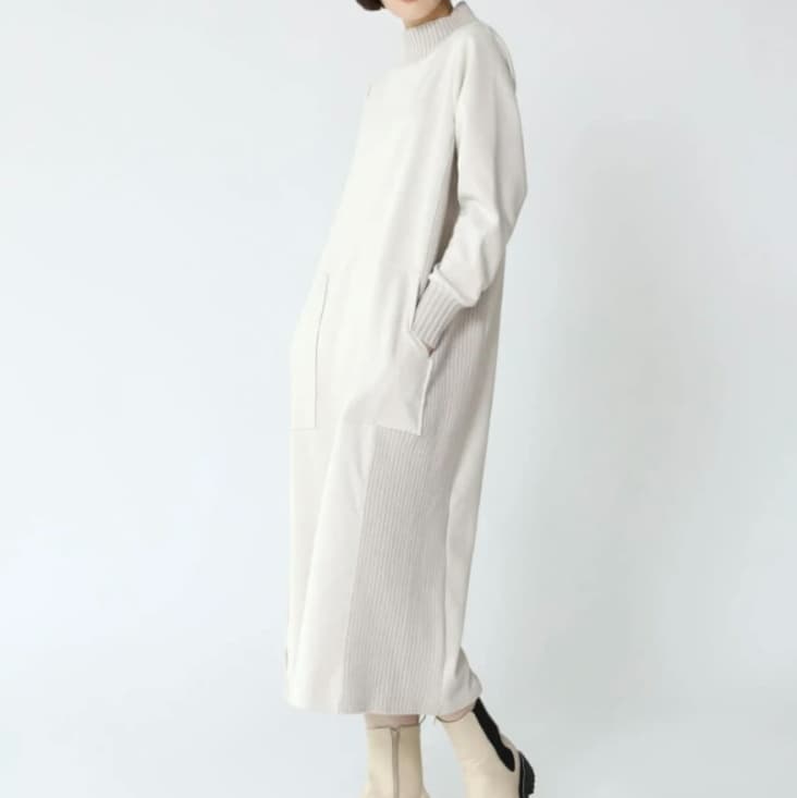 ブルベ夏/ブルベ冬服 スエード調ワンピース