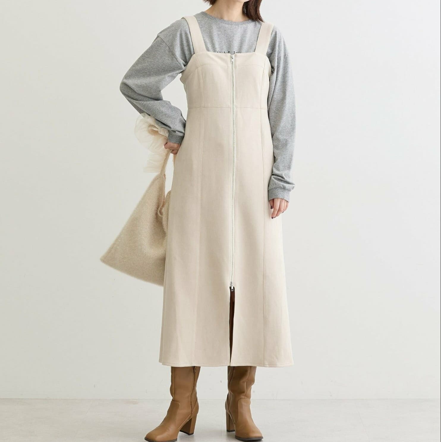 ブルベ夏/ブルベ冬服 美シルエット ジップアップワンピース