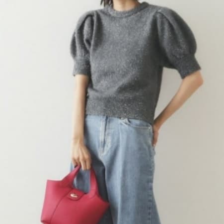 ブルベ夏/ブルベ冬服 ぽわん袖半袖ニット