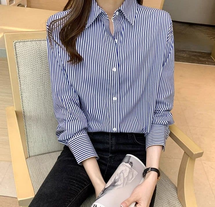 ブルベ夏/ブルベ冬服 ストライプ シャツ