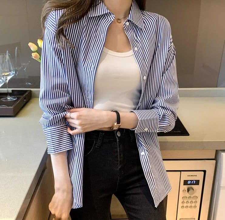 ブルベ夏/ブルベ冬服 ストライプ シャツ